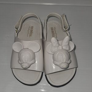 Mini Melissa Disney Kids Cream Sandals with Mickey and Minnie size 8